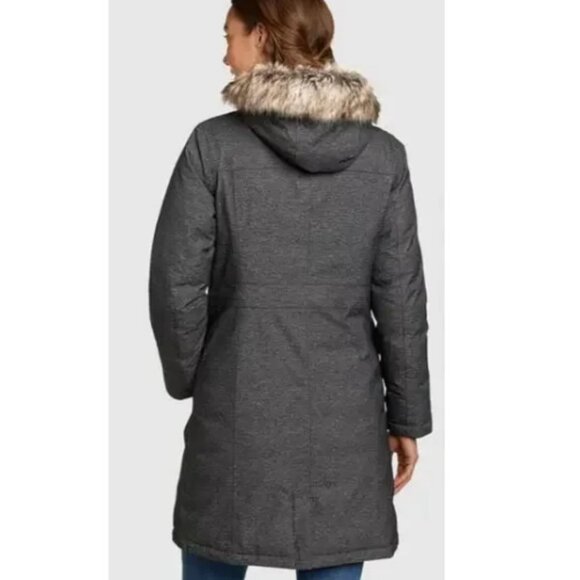 Eddie Bauer Down Waterproof Silver Lining Stadium Coat Sz Medium Charcoal Gray - Picture 2 of 12
